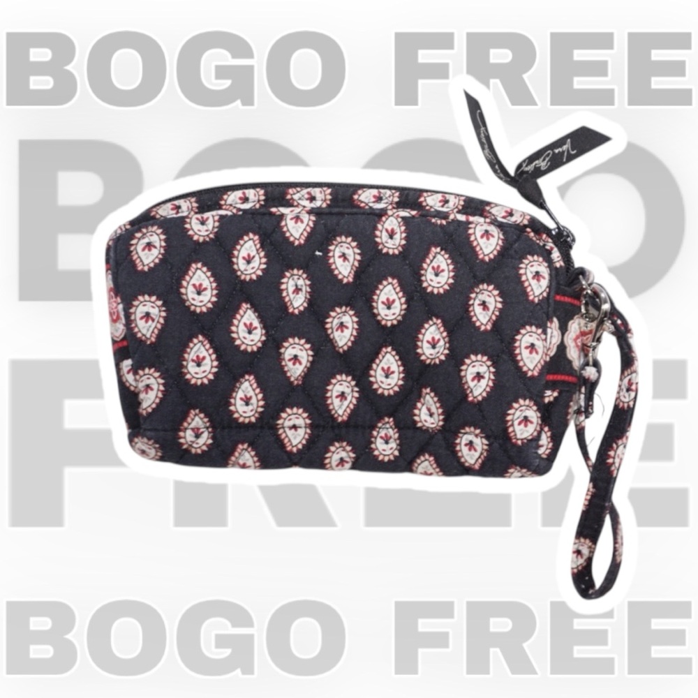 Vera Bradley BOGO FREE SALE Retired Classic Black Cosmetic Bag with Wrist Strap